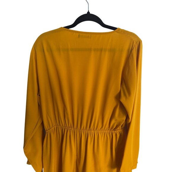 2/$25 Boohoo 14 Deep Mustard Yellow Long Sleeve Jumpsuit Polyester - Picture 11 of 16